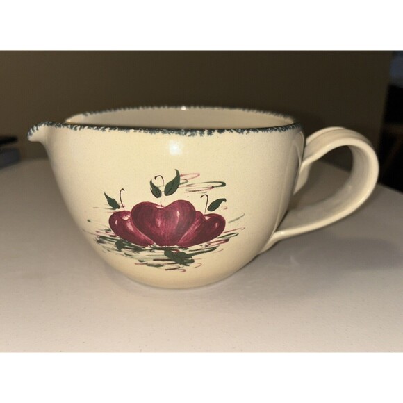 Vintage Casey Pottery Mixing Batter Bowl Apple Farmhouse Stoneware 1995 Texas - Picture 1 of 6